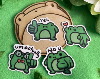 Pegatinas de vinilo de Meme Frogs (Corazón, No U, Yeh, Um Actually)