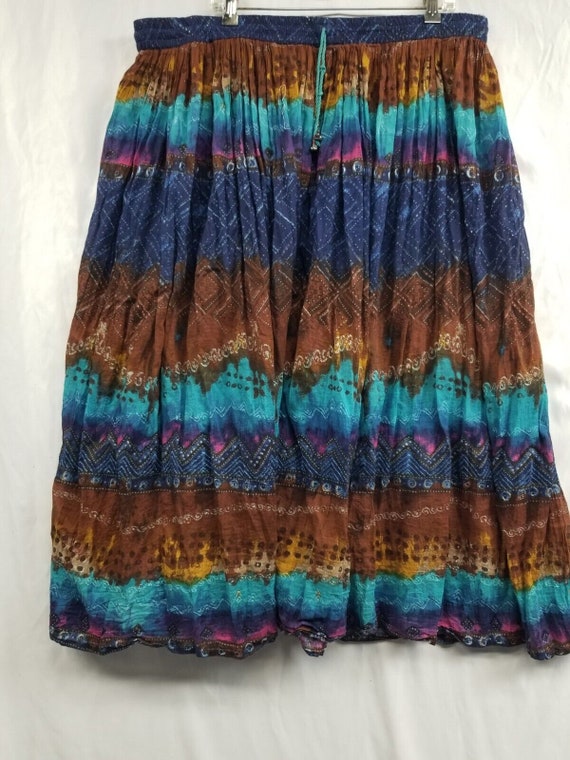 Vtg Indian Take Two Women Size 3X Midi Skirt Boho 