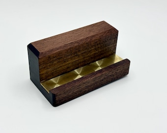 Walnut Trading Card Display with Brass Platefor Graded/ Magnetic Case