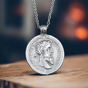 Antique Roman Coin Necklace - Ancient Historical Greek Pendant - Roman Empire Accessory for History Enthusiasts