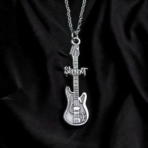 Slipknot Electro Guitar Necklace, Silver-Plated Rock Band Pendant , Music Lover Accessory, Perfect Gift for Rockers
