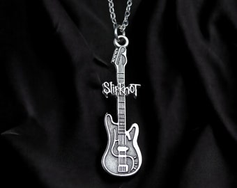 Collar de guitarra electrónica de Slipknot, colgante de banda de rock bañado en plata, accesorio para amantes de la música, regalo perfecto para rockeros.