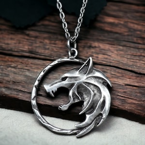 Witcher Necklace, Geralt of Rivia Pendant, Channel the Power of The White Wolf, Unisex Pendant for Fantasy Fans