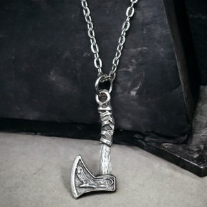 Viking Axe Necklace - Silver Plated Nordic Battle Axe Pendant - Norse Warrior Jewelry - Gift for Him - Perfect Birthday Present