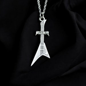 Megadeath Electro Guitar Necklace, Heavy Metal Guitar Pendant, Music Lover Accessor, Rock Band Jewelry