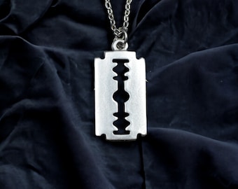 Razor Blade Silver-Plated Necklace, Razor Sharp Style, Gothic Razor Blade Charm, Sharp Elegance and Urban Edge Rebel Spirit Gift