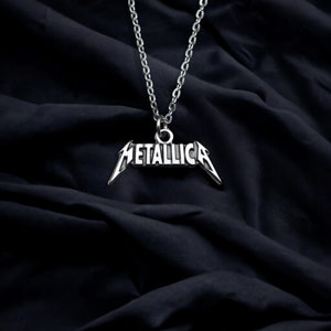 Metallica Necklace for Men and Women, Silver Plated Rock n Roll Pendant, Rock Music Fans Gift, Rock Band Accessory