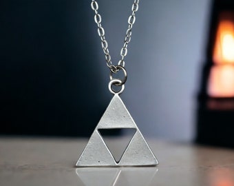 Legend of Zelda Necklace - Royal Crest Triforce Pendant - Hylian Crest Jewelry for Gamers - Triangle Pendant - Gift for Him