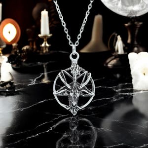 Pentagram Goat Head Necklace, Baphomet Pendant for Gothic Fashion, Occult Symbol Jewelry, Satanic Goat Necklace for Men and Women