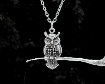 Silver Plated Owl Necklace for Women, Unique Boho Jewelry, Gift for Nature Enthusiasts, Bird Lovers, and Fans of Vintage Style Accessories
