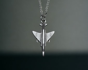 F4 Phantom Fighter Jet Necklace - Silver-Plated Accessory for Aviation Enthusiasts - Perfect Gift for Pilots, Air Force Pendant