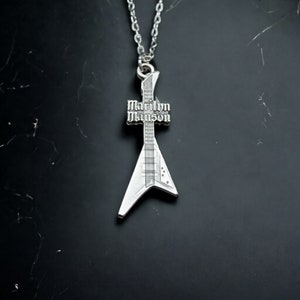 Marilyn Manson Electro Guitar Necklace, Gothic Rocker Charm, Manson Style, Rock n Roll Jewelry, Dark Heavy Metal Accessory