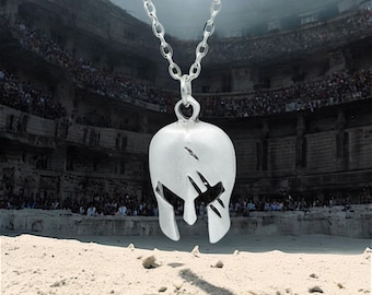 Gladiator Helmet Necklace, Ancient Warrior Pendant, Roman Gladiator Jewelry, Mythical Armor Necklace, Unique Gift for Spartan Warriors