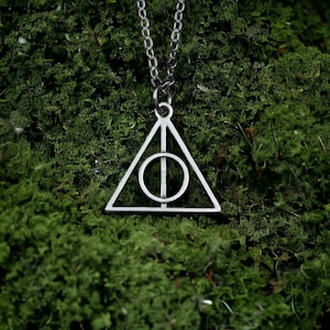 Harry P. Deathly Hallows Necklace - Wizardry Symbol Pendant - Magical Jewelry for - Handcrafted Wizard Accessories