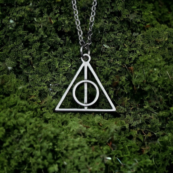 Harry P. Deathly Hallows Necklace - Wizardry Symbol Pendant - Magical Jewelry for - Handcrafted Wizard Accessories