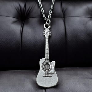 Classic Guitar Necklace - Silver-Plated Guitar Pendant - Music Lover&#39;s Jewelry - Perfect Birthday Gift - Musicians&#39; Keepsake