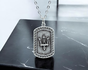 Collar con tridente de Poseidón, colgante de dios del océano, joyería de mitología griega para hombre y mujer, collar inspirado en el mar, regalo para amantes de la mitología.