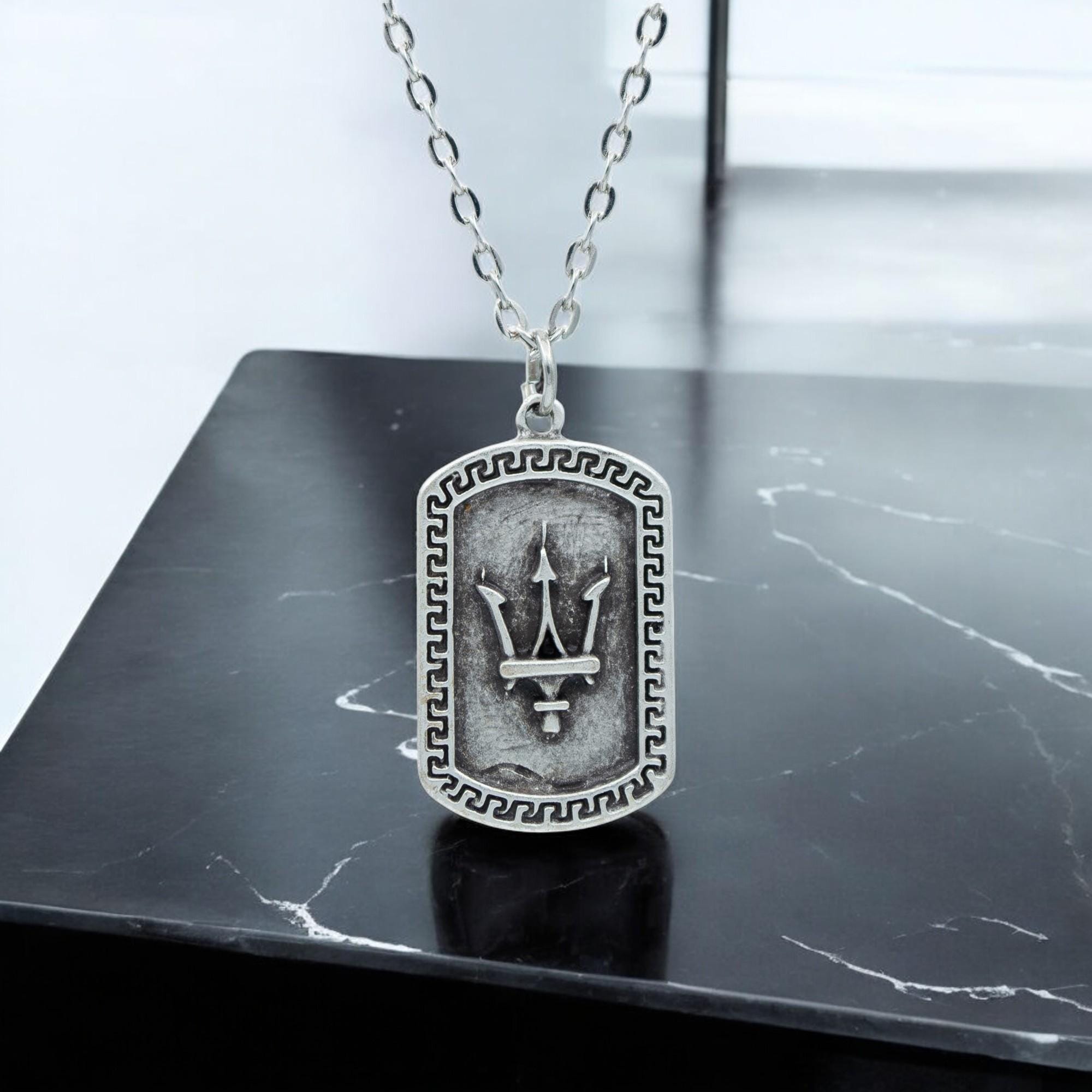 Sea King Poseidon Trident Stainless Steel Pendant Three Pointed Spear