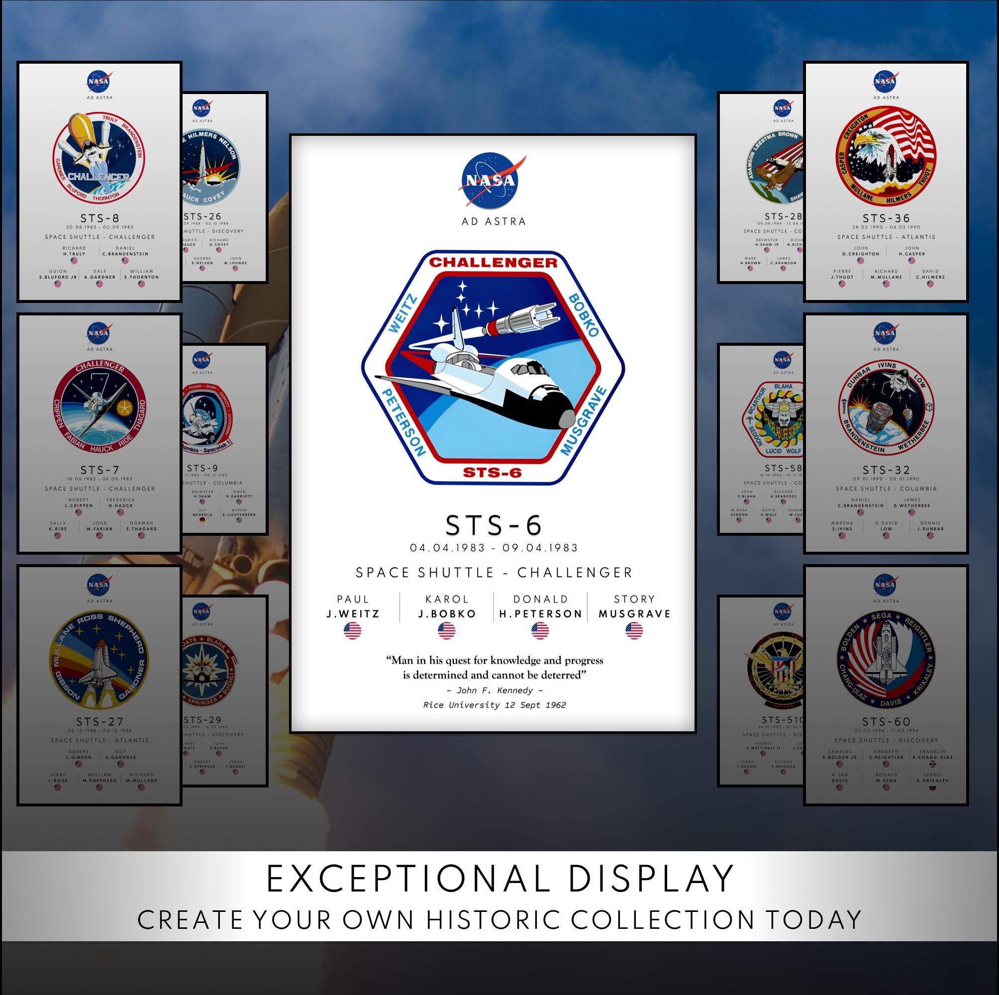 NASA Space Shuttle Poster, STS 6 NASA Mission Emblem Badge