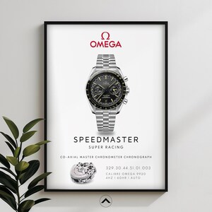Omega Speedmaster Racing watch poster, Omega watch lover gift, Swiss timepiece art, Watch movement print horology art, Watch wall art 23035