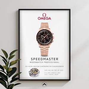 Omega Speedmaster moonwatch poster, Moonwatch professional watch enthusiast poster, Omega watch print, Swiss luxury horology wall art 23003