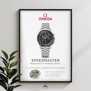 Omega Speedmaster moonwatch poster, Moonwatch professional watch poster, Omega Vintage watch print, Swiss Wristwatch horology wall art 23001