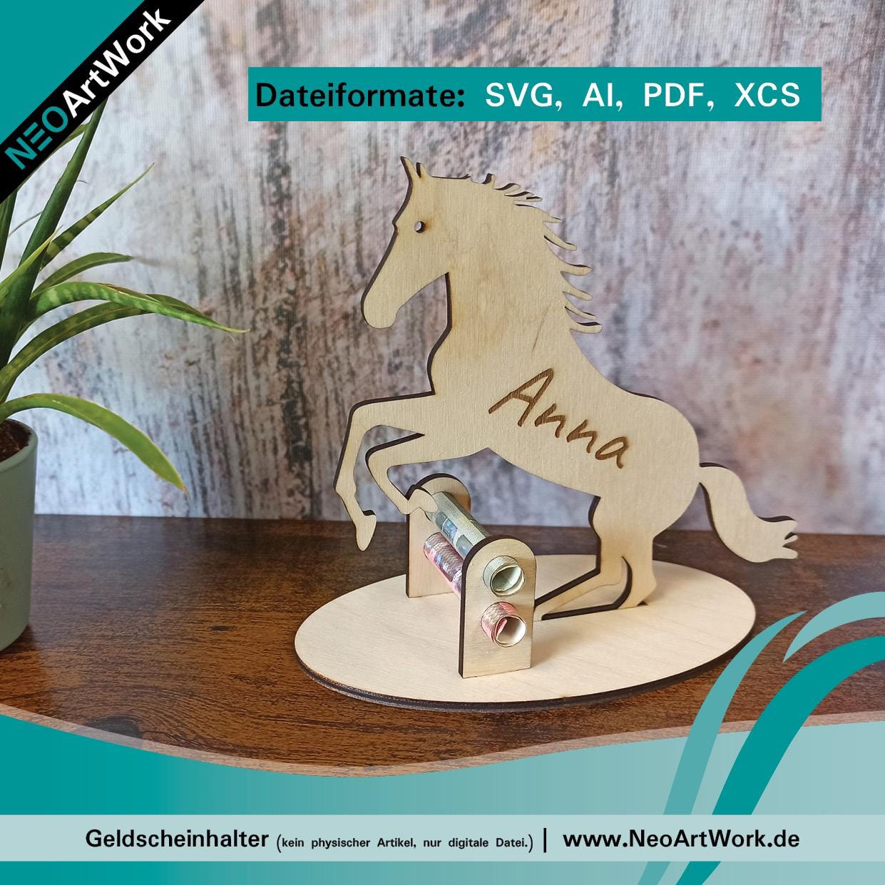 Salvadanaio In Legno A Forma Di Cavallo - Regalo Unico Per Amanti Dei Cavalli, Decorazione Scrittoio, Contenitore Regalo Denaro
