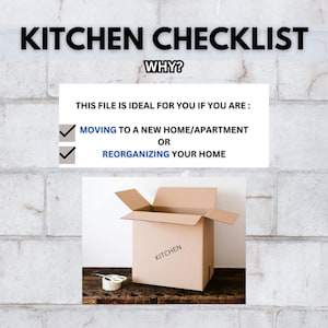 Printable Kitchen Checklist for Home Inventory, Moving Checklist, List ...