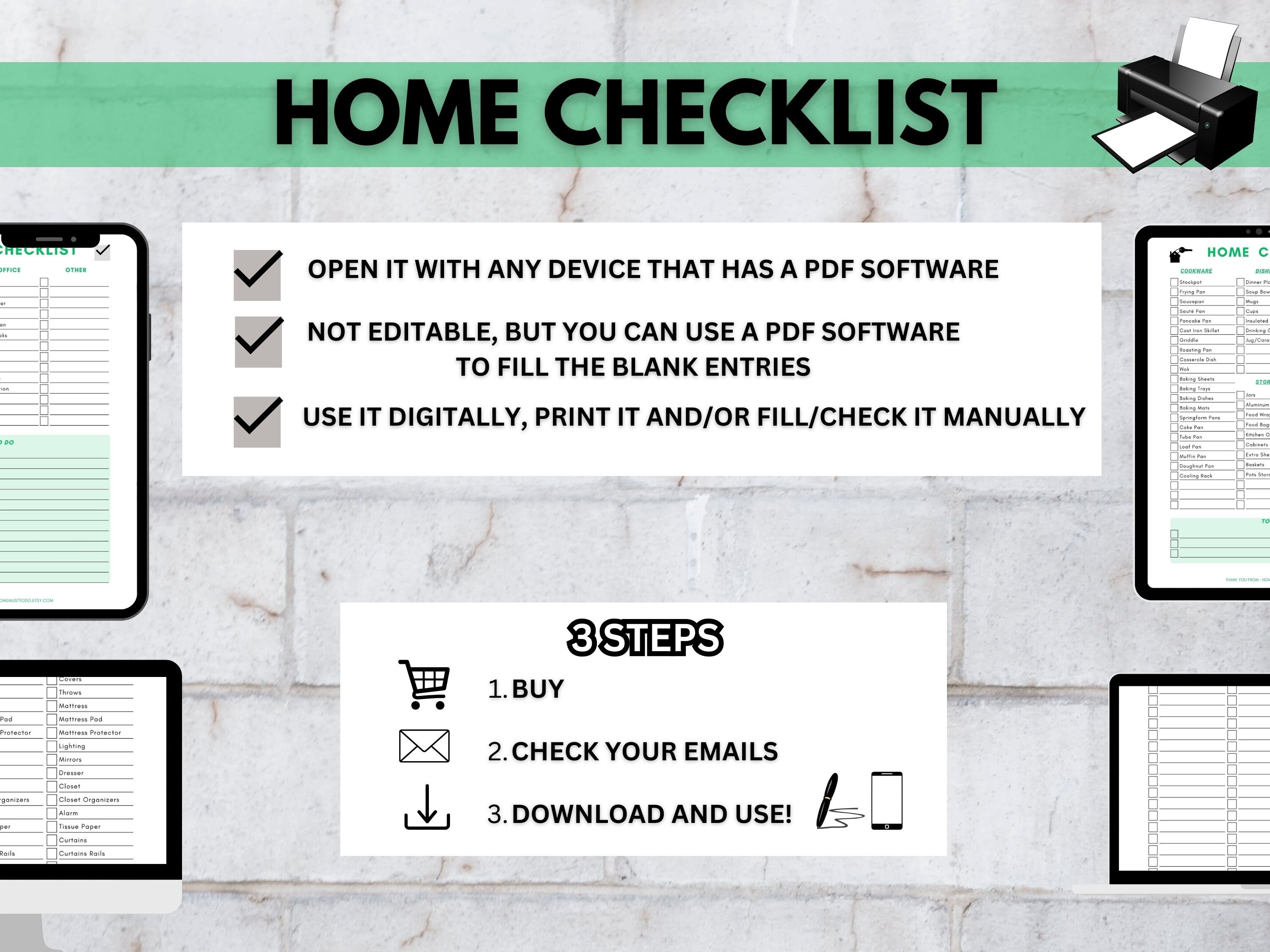 Green Home Checklist Printable Moving to Do List PDF Etsy