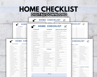 New Home Checklist, New Apartment Checklist, Moving Checklist, Printable List with Home Essentials to Check Room by Room, Digital Download