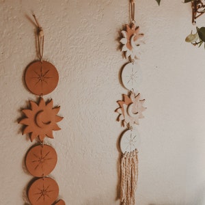 Astra | Celestial Clay Wall Hanging | Sun Moon & Star Wall Decor | Natural Terracotta Clay