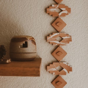 Sedona | Southwestern Handcrafted Clay Wall Hanging | Marbled White & Terracotta Clay Decor | Arizona Aztec Influenced