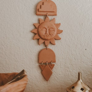 Sun Worshipper | Vintage Sun Face Clay Wall Hanging | Natural Clay Wall Decor | Southwestern Style | Aztec Influence | Celestial Vibes