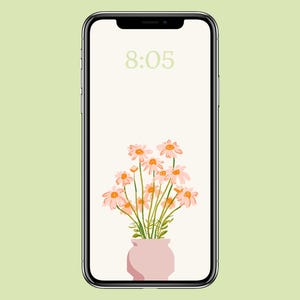 Flower Vase iPhone lock screen | Flower Vase phone wallpaper | Minimal iPhone wallpaper | Cute phone background | Spring phone home screen