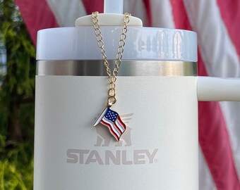 American Flag Cup Charm: Patriotic Tumbler Accessory