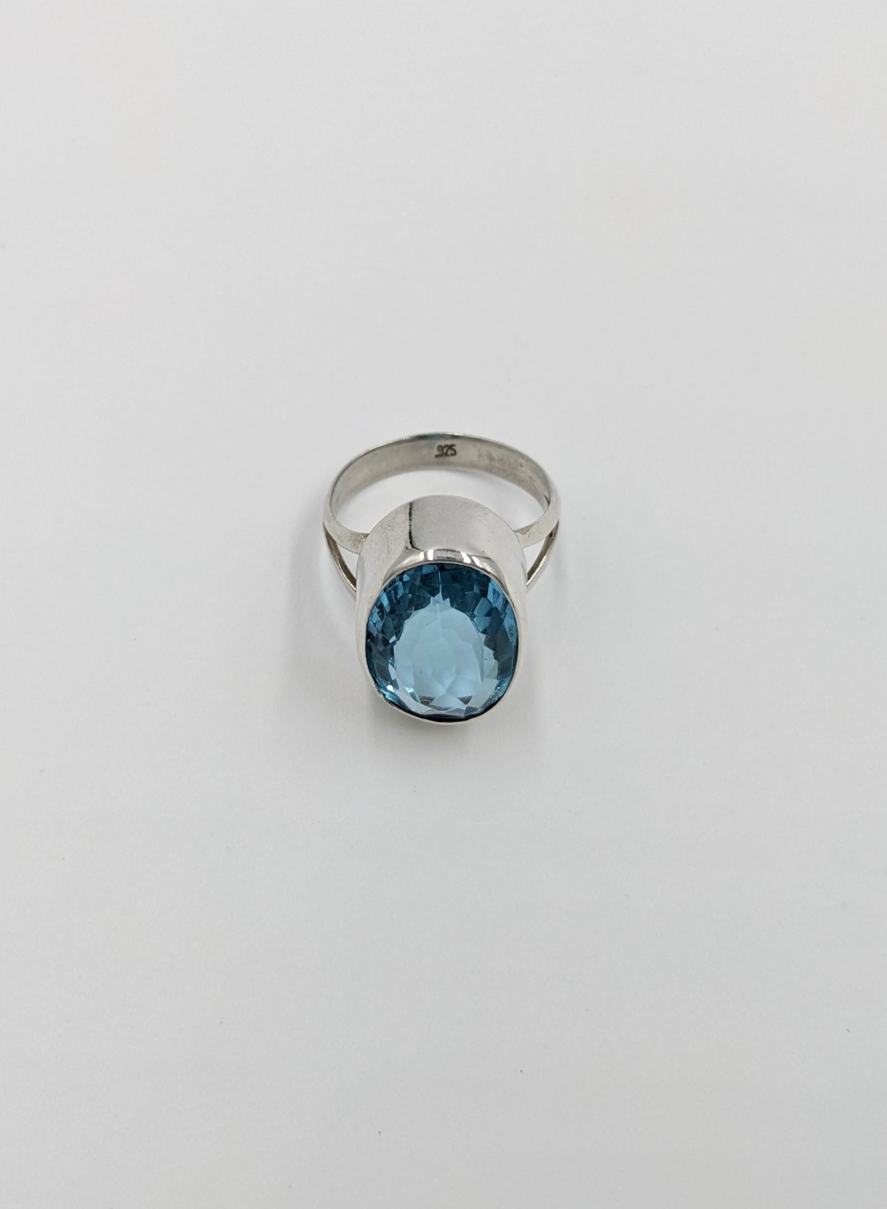 Sterling Silver Blue Gemstone Bezel Set 1990's Vintage Ring - Etsy