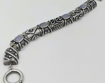 Bracciale scorrevole in argento sterling con pietra di luna DAC Deborah Armstrong e pietre preziose di design Petit Four