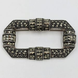 Sterling Silver Marcasite Judith Jack Brooch Handset Vintage Pin