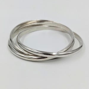 Tame Signed Designer Sterling Silver Triple Bangle Bracelet