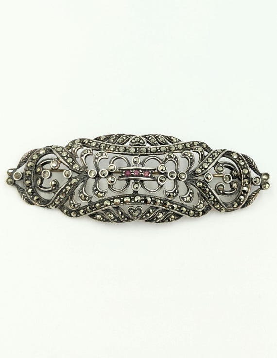 Vintage Judith Jack Sterling silver & Marcasite open back faceted crystal brooch s-l400.jpg main image 2