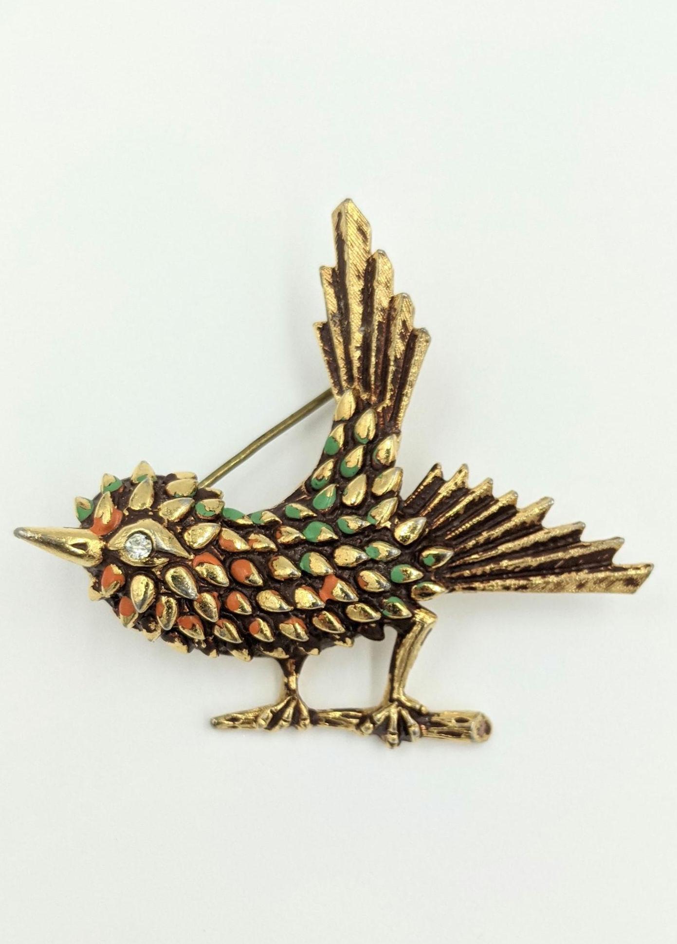 ヴィンテージ FLORENZA バード　チャーム　鳥 Florenza Gold Bird - Etsy