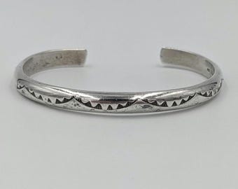 Vintage Navajo Nora Sterling Native American Cuff Bracelet