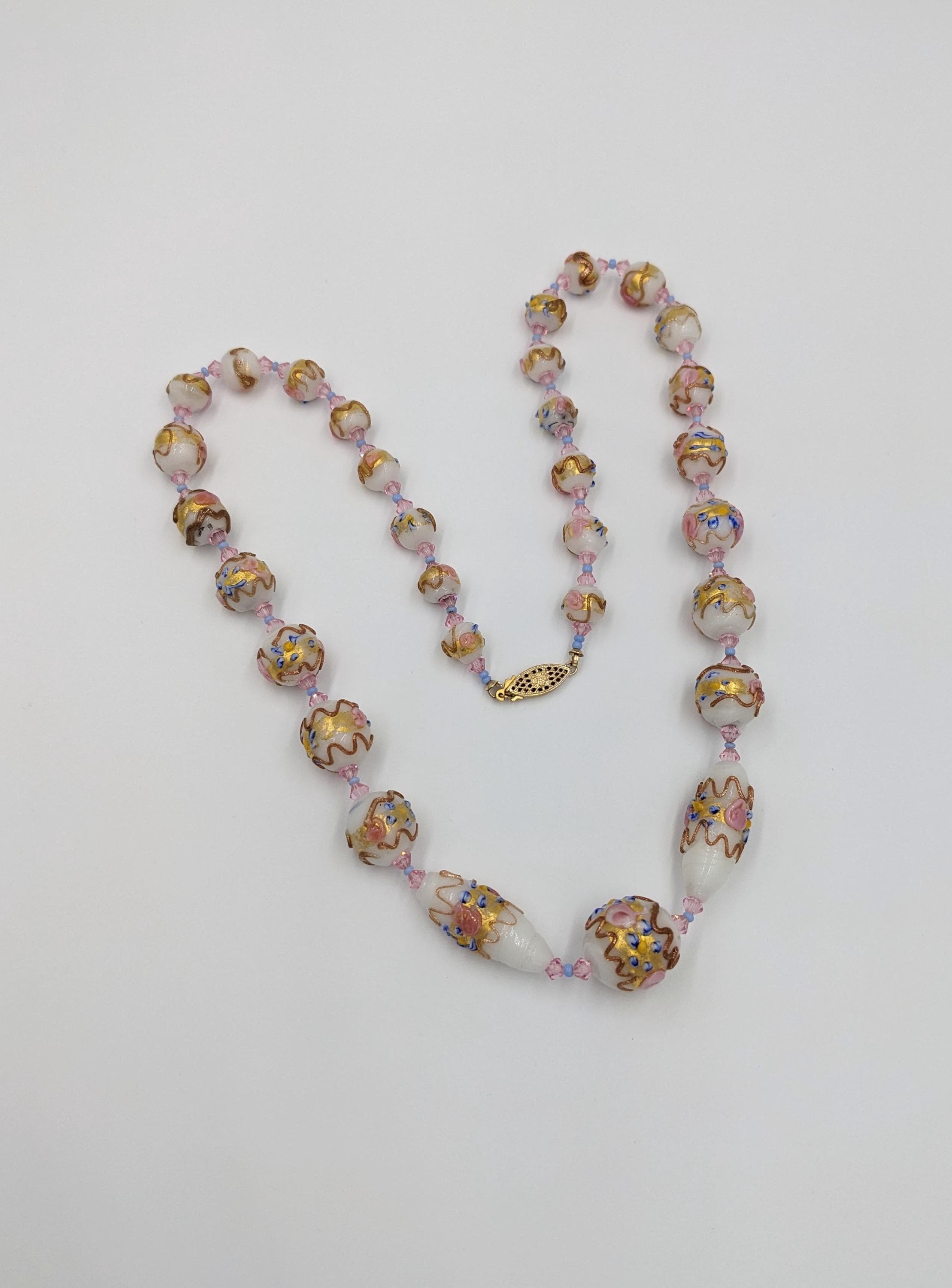 Collier Vénitien En Verre Murano Avec Perle - 12,5 Mm - Style Mariage - Occasion