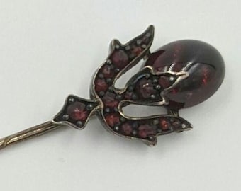 Antique Bohemian Garnet Red Gemstone Cabochon Stick Pin