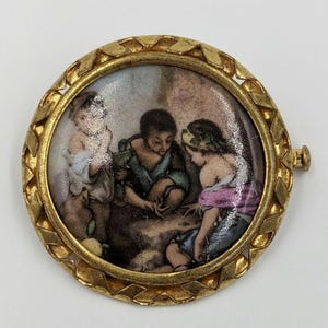 Limoges Porcelain Pin France Pastaud Glass Pottery Gold Tone Brooch