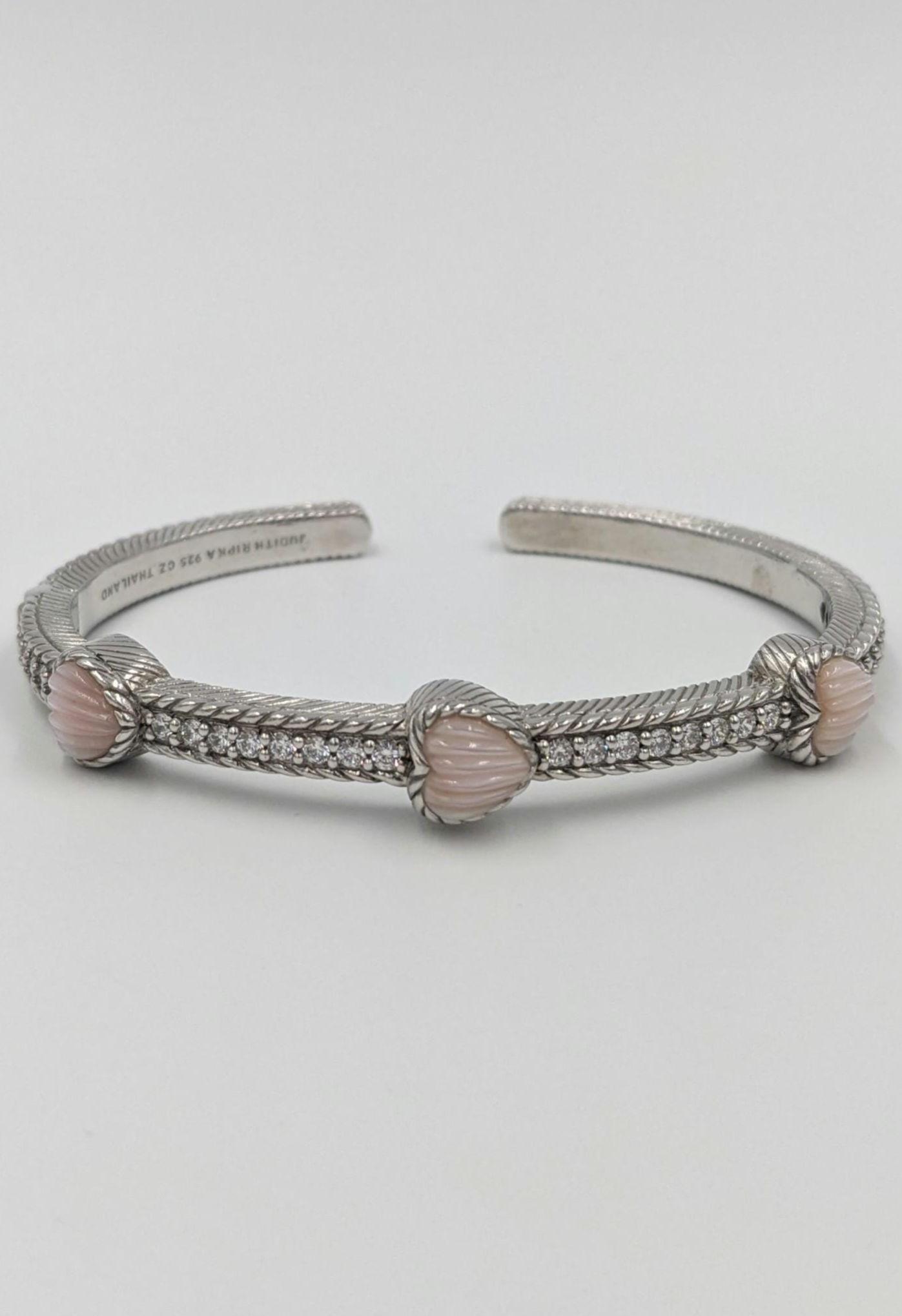 Judith Ripka Sterling Silver Pink Mother of Pearl Heart Hinged