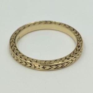 Antique Art Deco 14K Yellow Gold 1920's Engraved Wedding Band Eternity Promise Ring