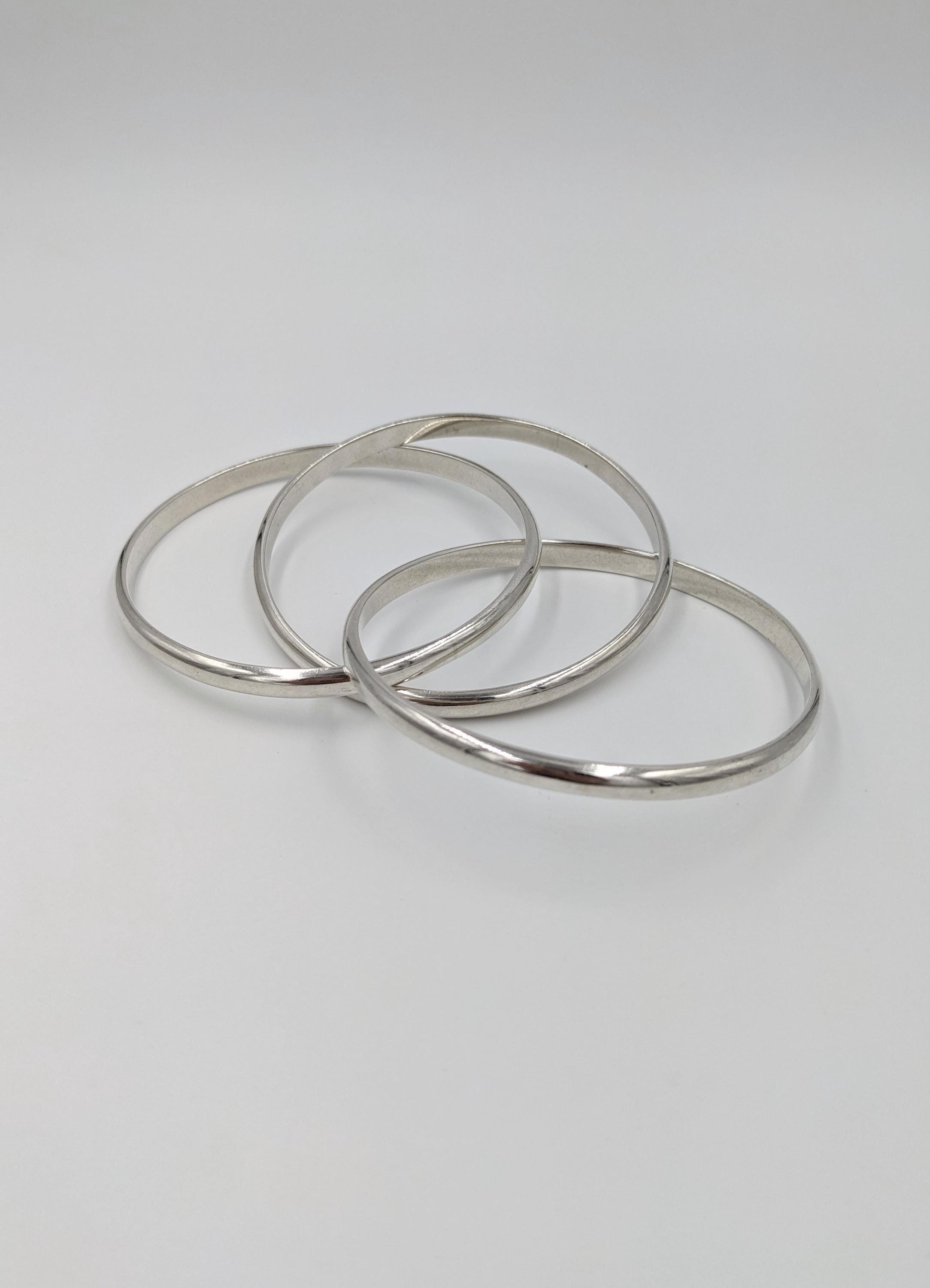 Tame Signed Designer Sterling Silver Triple Bangle Bracelet - Etsy