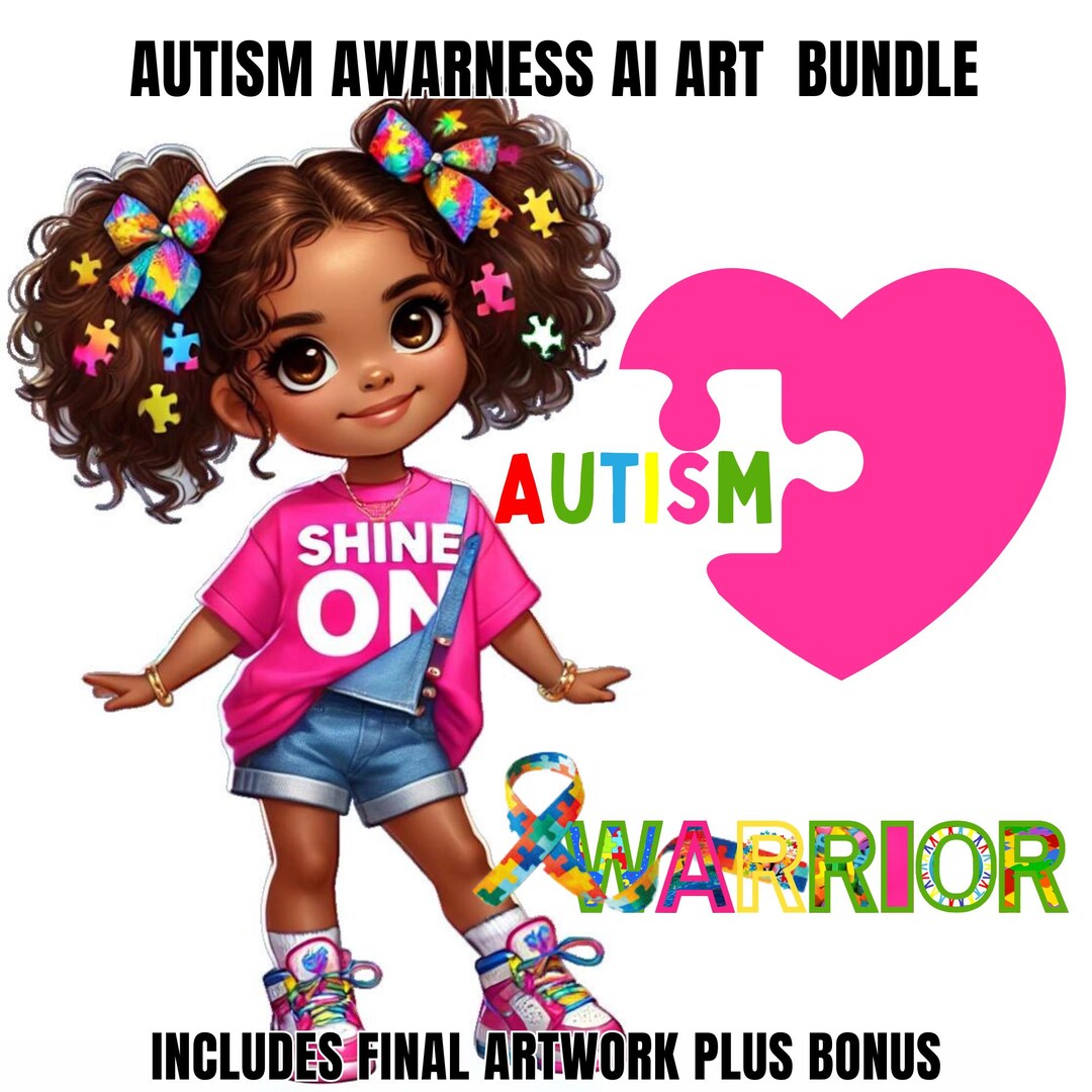 Autism Awareness AI Art Bundle 12 Highquality Pngs & Prompts Perfect
