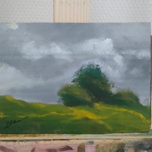 pintura al óleo de paisaje sobre cartón